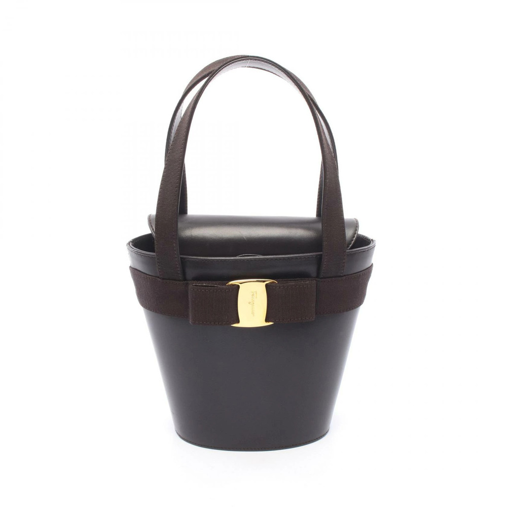 Salvatore Ferragamo Vara Ribbon Leather Shoulder Bag Brown